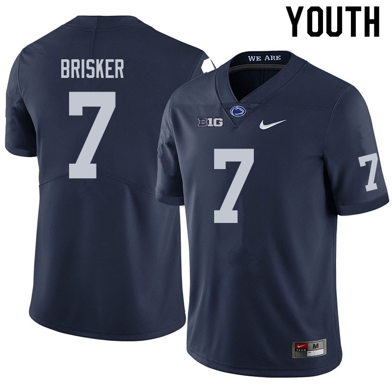 Youth #7 Jaquan Brisker Penn State Nittany Lions College Football Jerseys Sale-Navy